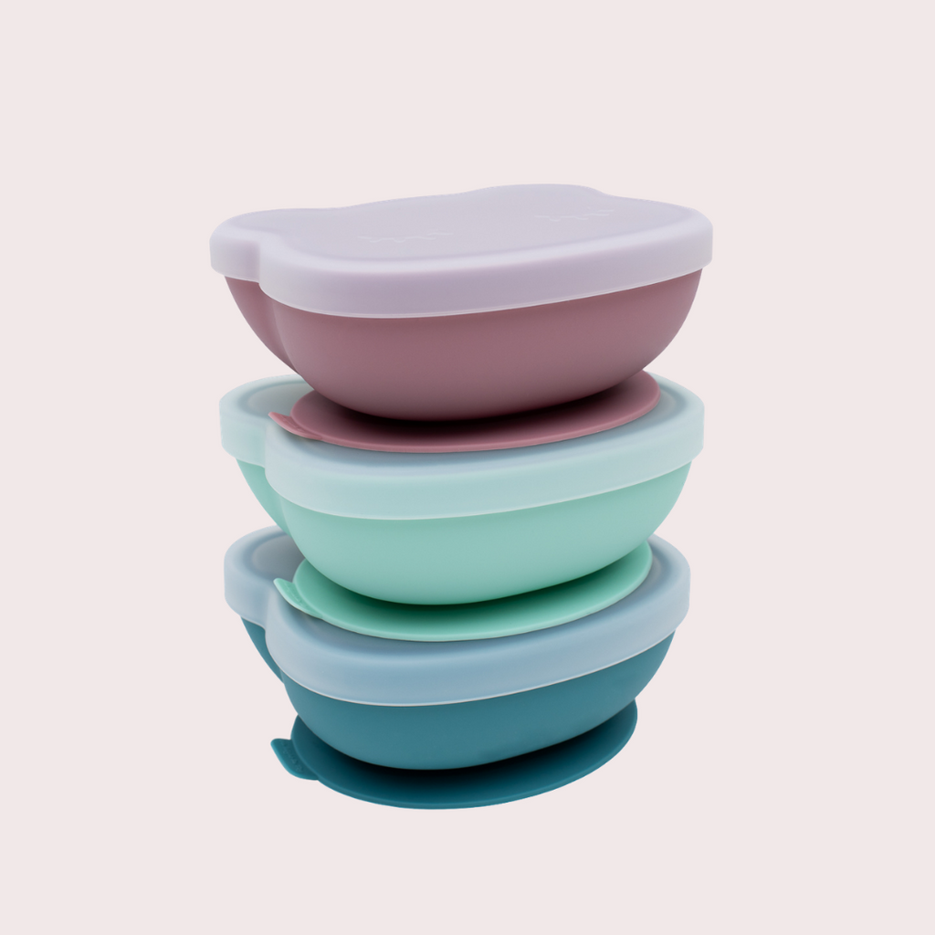 Silicone suction bowls with lid