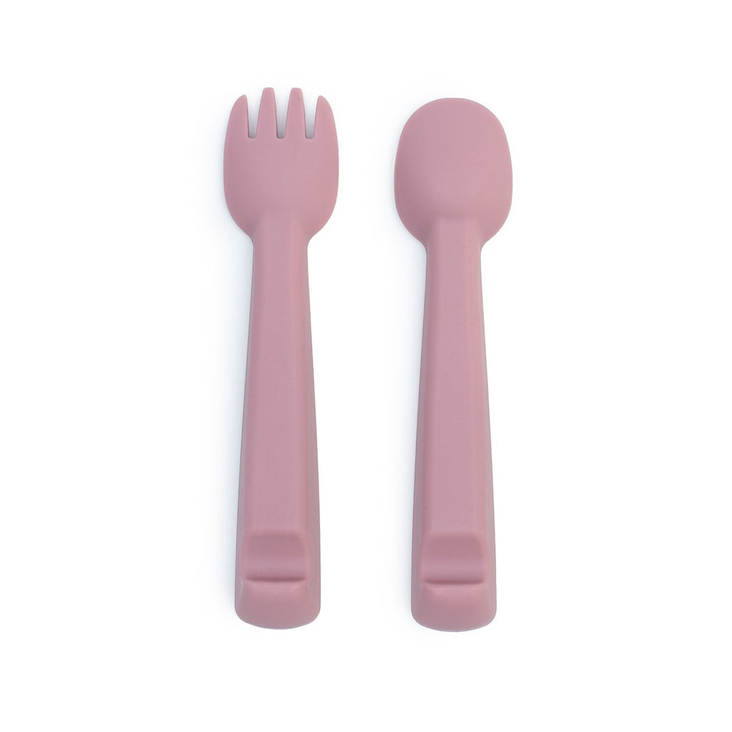 Feedie® Fork & Spoon Set - Dusty Rose