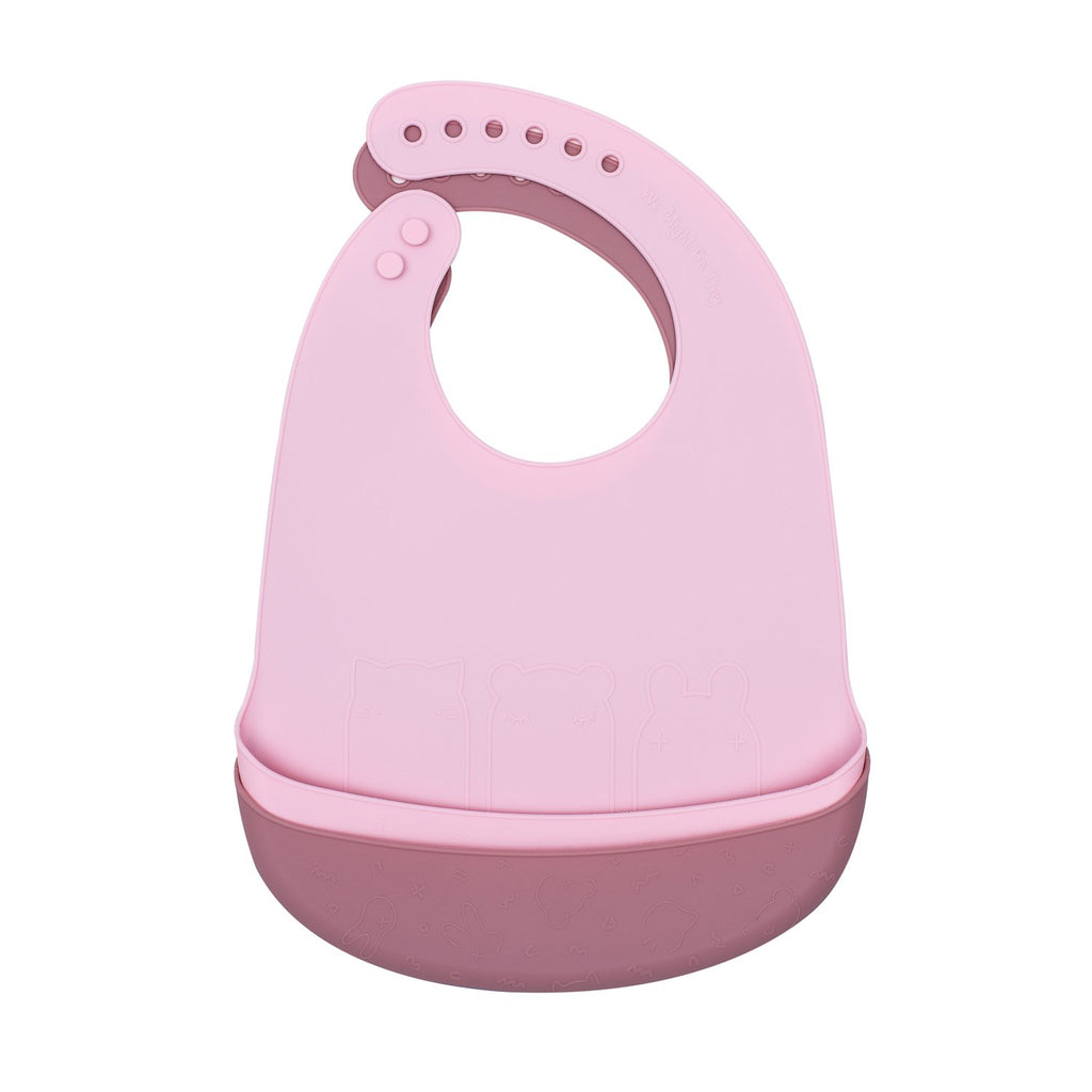 We Might Be Tiny silicone bib with food catcher - Powder pink and Dusty rose