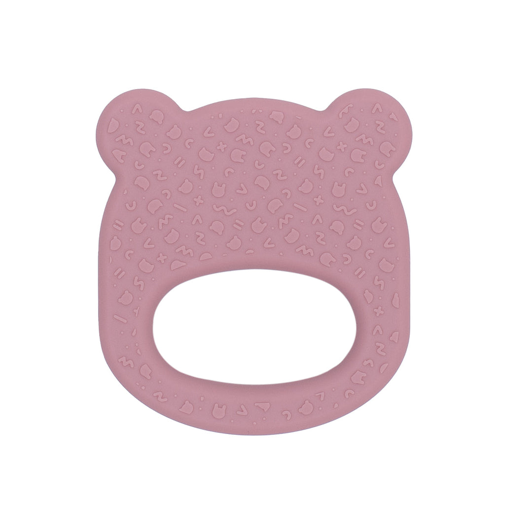 Our silicone bear teething ring in Dusty Rose