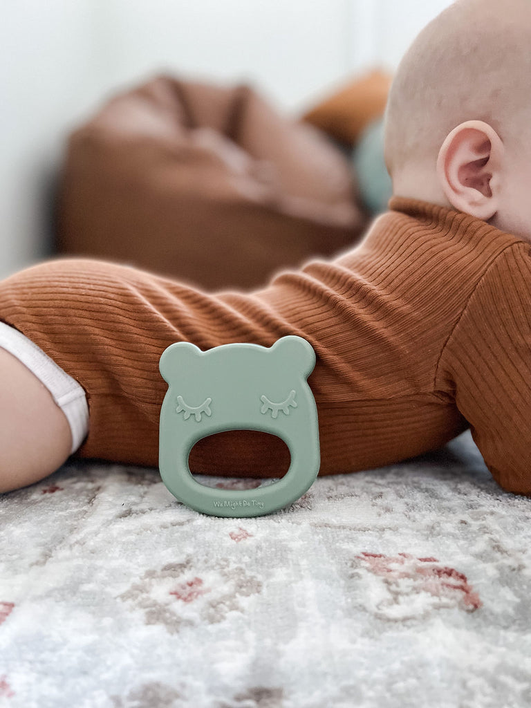 Our silicone bear teething ring in Sage