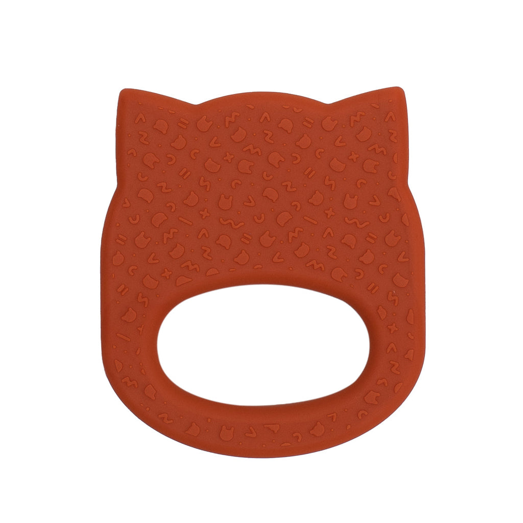 Our silicone cat teething ring in Burnt Orange