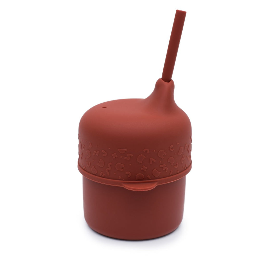 The Sippie Lid - The No-Spill Sippy Cup Lid with Straw in Rust